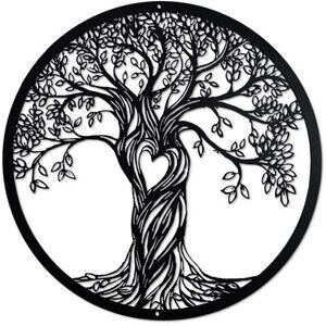 Acopelo Tree of Life Wall Decor Rustic Black Metal Art Sculpture Living Room